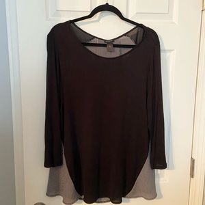 Ann Taylor Black Striped 3/4 Sleeve Shirt